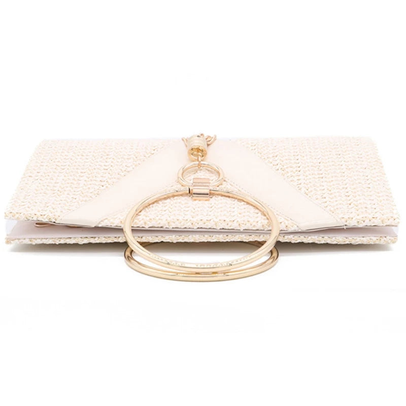 Straw Banquet Purse with Tassel Crossbody Bag