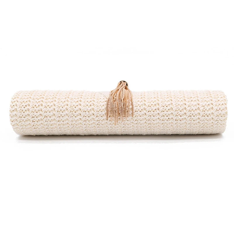 Straw Banquet Purse with Tassel Crossbody Bag