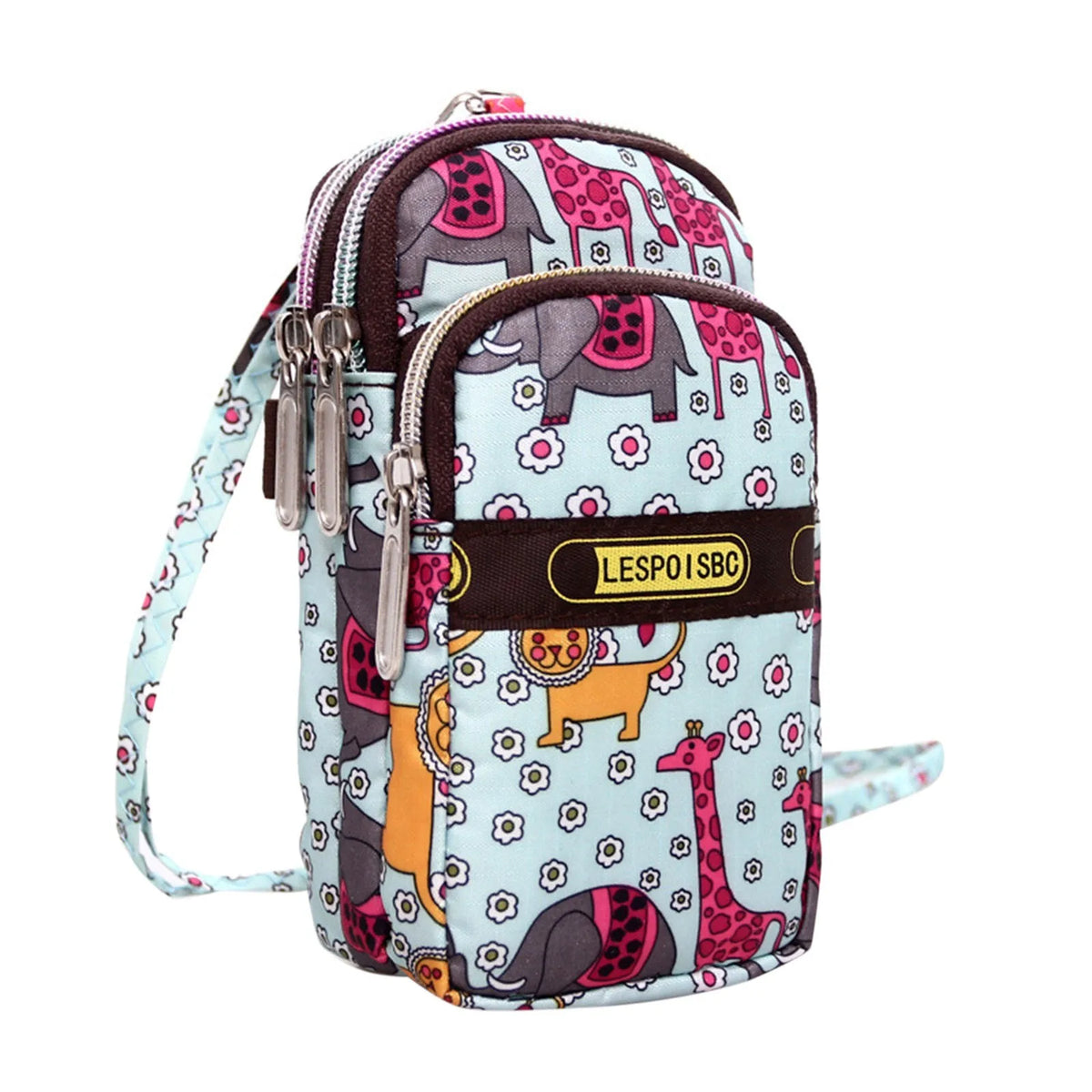 Waterproof Crossbody Wallet Phone Bag Nylon Zipper Cartoon Arm Bag