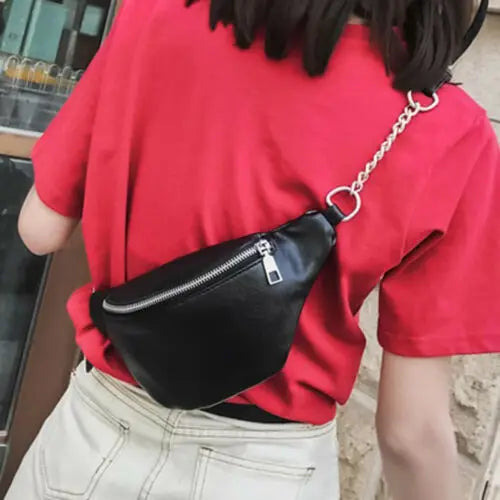 Womens Waist Bag Fanny Pack PU Bag Belt Purse Small Purse Phone Key Pouch