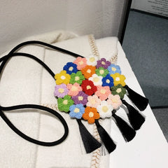 Colorful Flower Woven Bag Beach Vacation Shoulder Messenger Bag