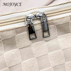 Plaid Messenger Bag Large Capacity Casual Tote Adjustable Strap for Shopping