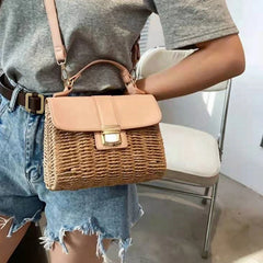 High-Quality Straw Woven Square Tote Bag