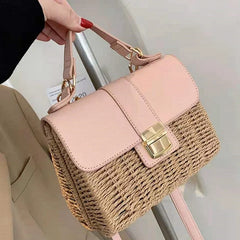 High-Quality Straw Woven Square Tote Bag