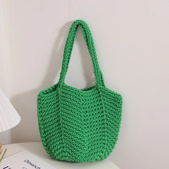 Woven Women's Shoulder Bag Retro Solid Ladies Knitted Braid Handbag Tote