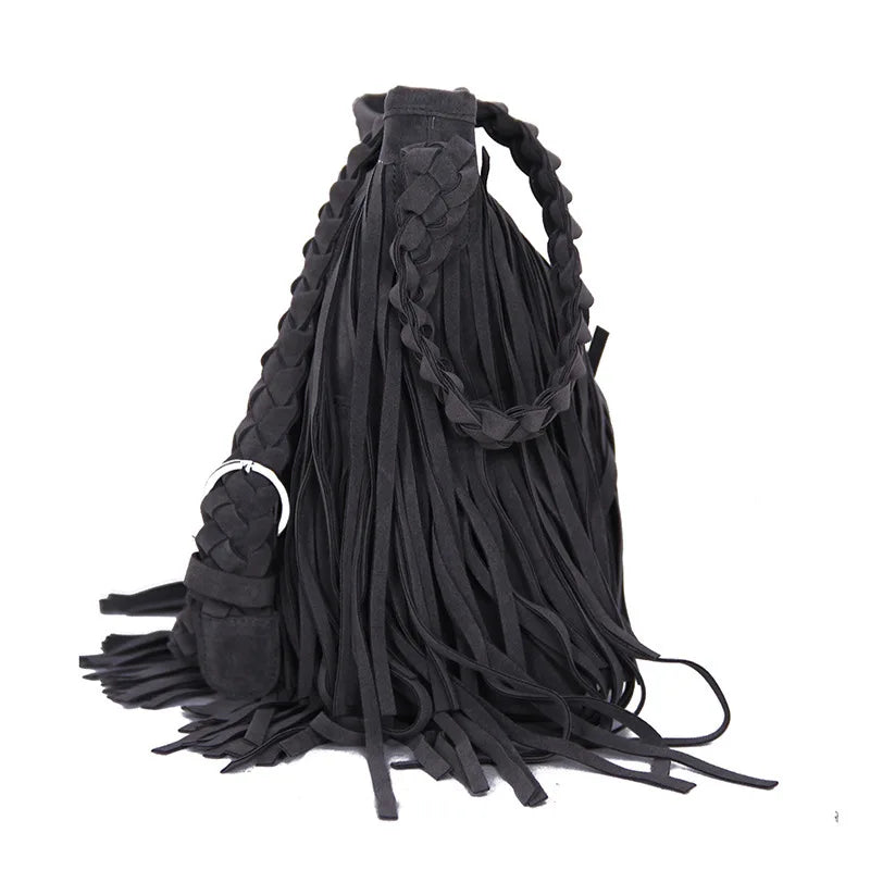 X-Online Lady Tassel Bag Faux Suede Messenger Cross-Body Bag
