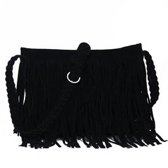 X-Online Lady Tassel Bag Faux Suede Messenger Cross-Body Bag