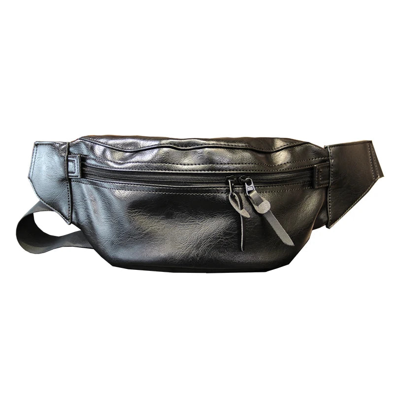 Xiao.p Men's Vintage Pu Leather Waist Bag with Belt Pack