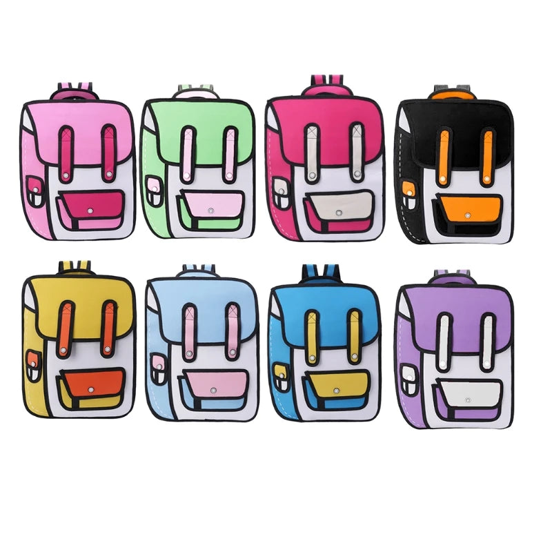 Cartoon Paper Backpack Shoulder Bag Comic Bookbag
