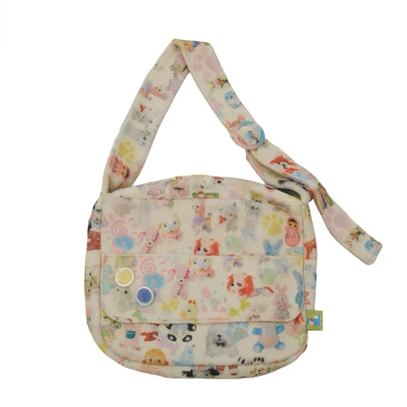 Y2K Girls Shoulder Bag Sweet Fleece Handbag