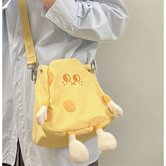 Y2K Cheese Doll Yellow Diagonal Bag Girl Girlfriends Canvas Bags Purse