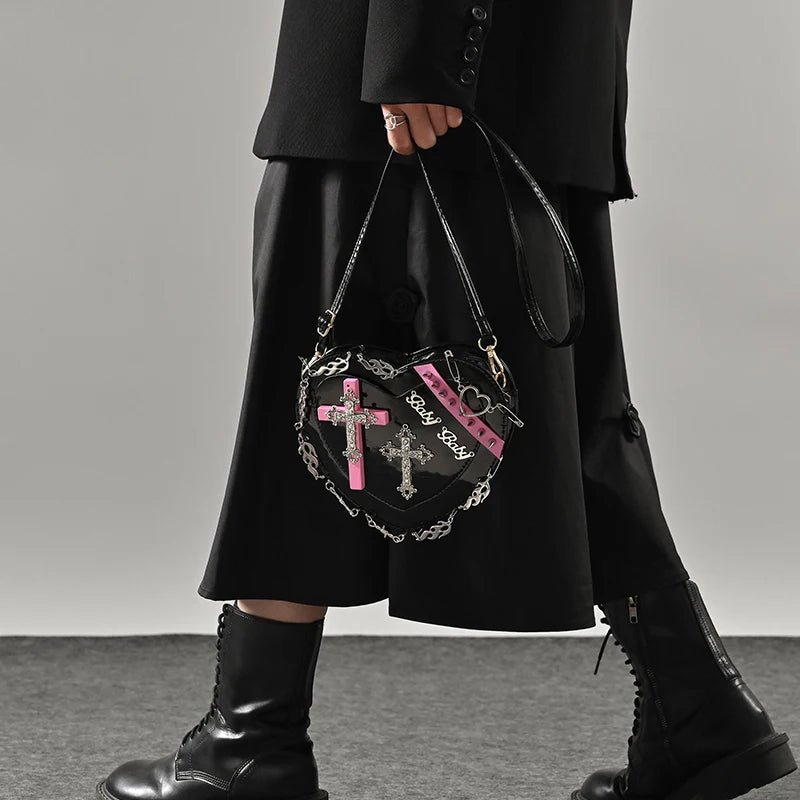 Y2k Hot Girls Shoulder Bag Heart Shaped Crossbody Tote Purse