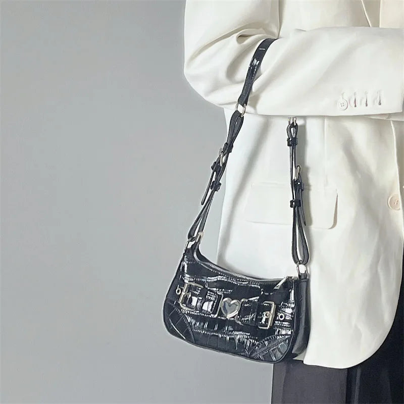 Y2k Crocodile Pattern Shoulder Bag for Women