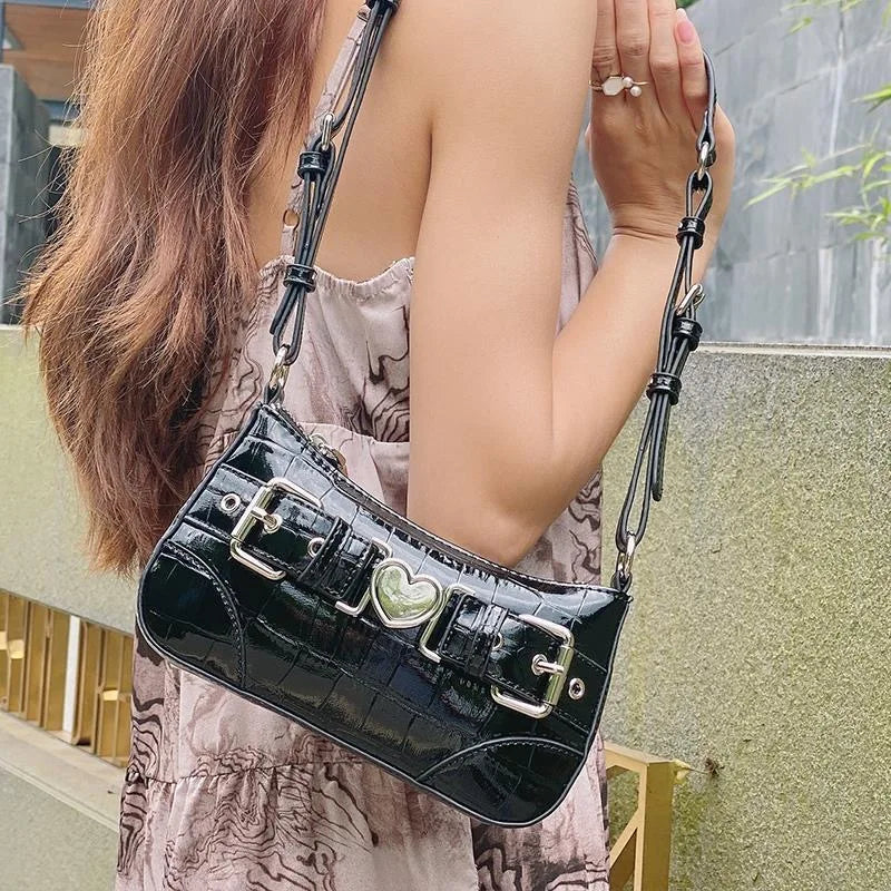 Y2k Crocodile Pattern Shoulder Bag for Women