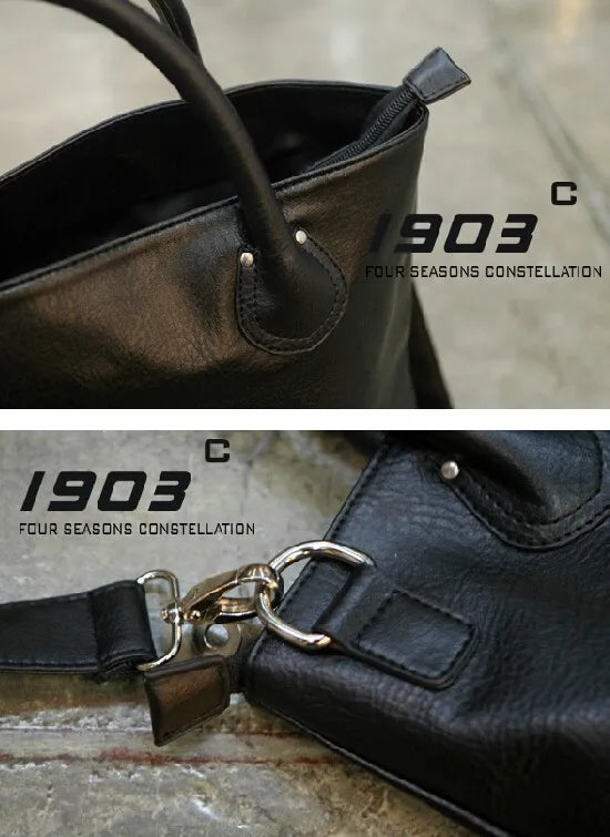 Men's PU Leather Handbag Large Tote Top-Handles