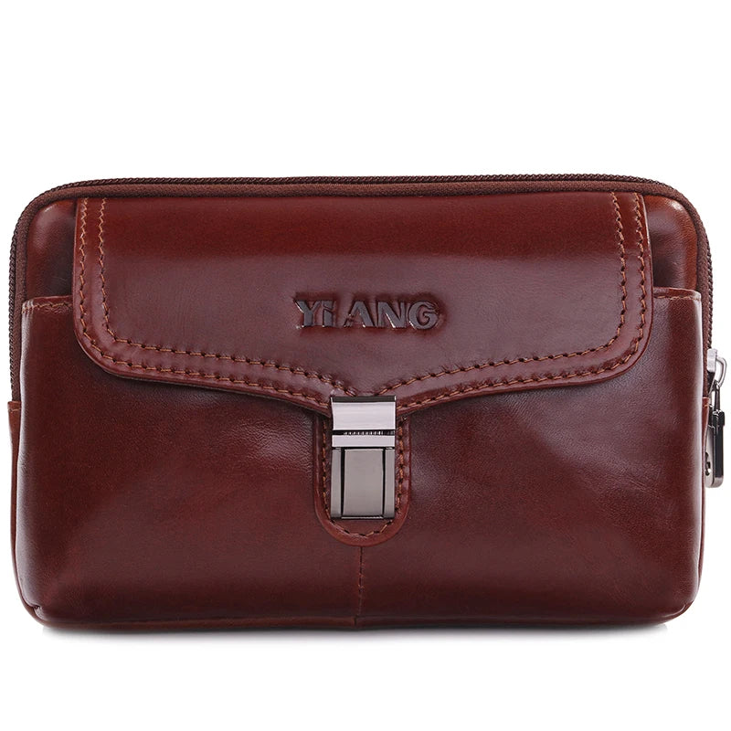 Oil Wax Cowhide Men's Belt Bag Small Travel Fanny Pack