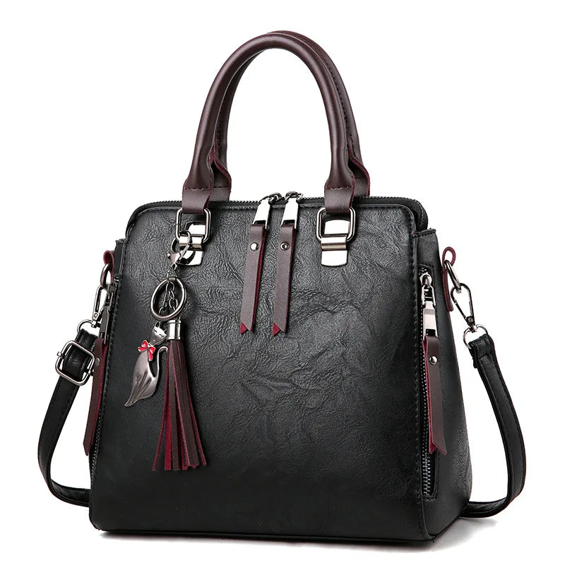 Women Handbags Top-Handle Shoulder Bag Casual Bag Cat PU Leather Ladies Spring