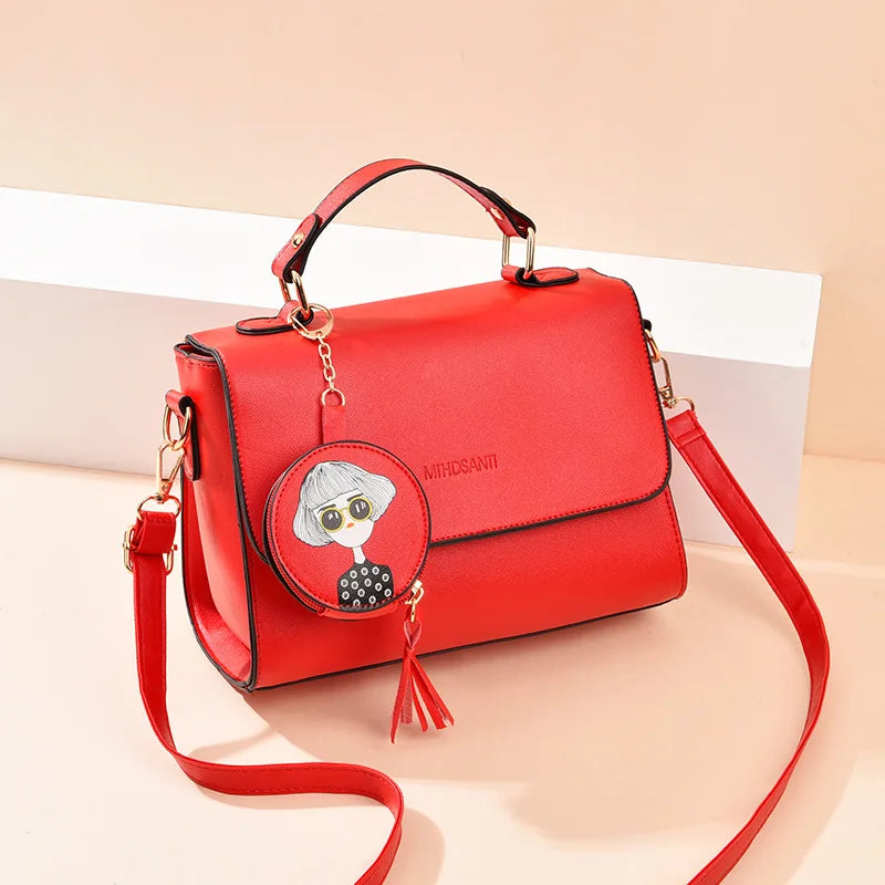 PU Leather Shoulder Messenger Bag Top-Handle Small Bag for Women