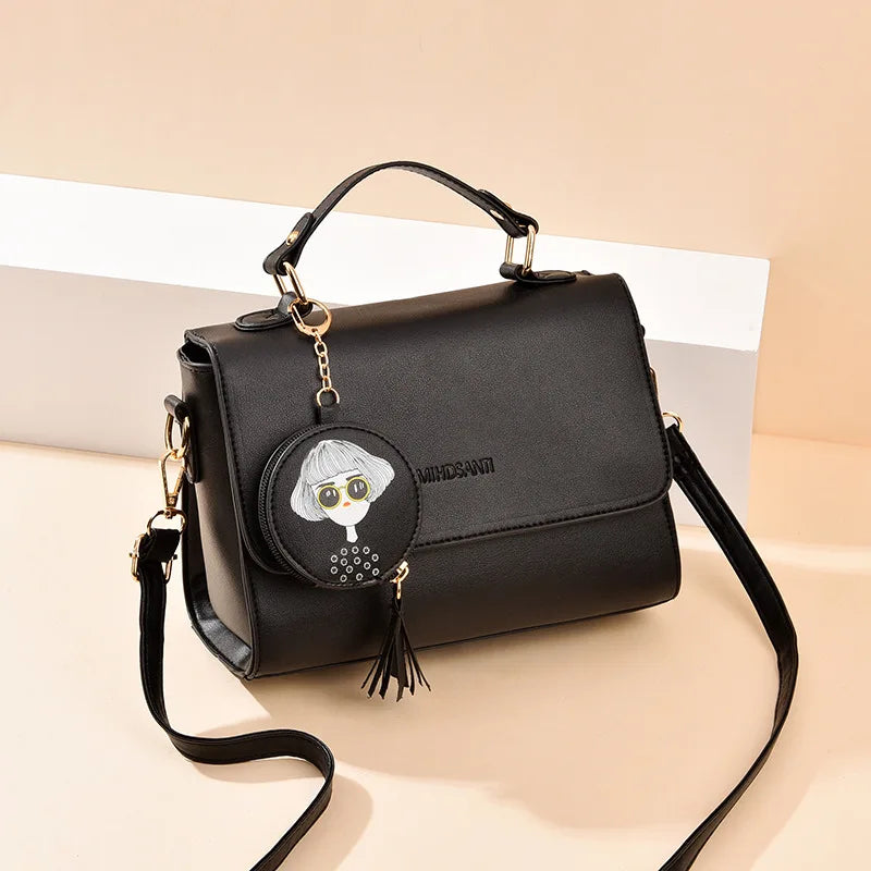 PU Leather Shoulder Messenger Bag Top-Handle Small Bag for Women