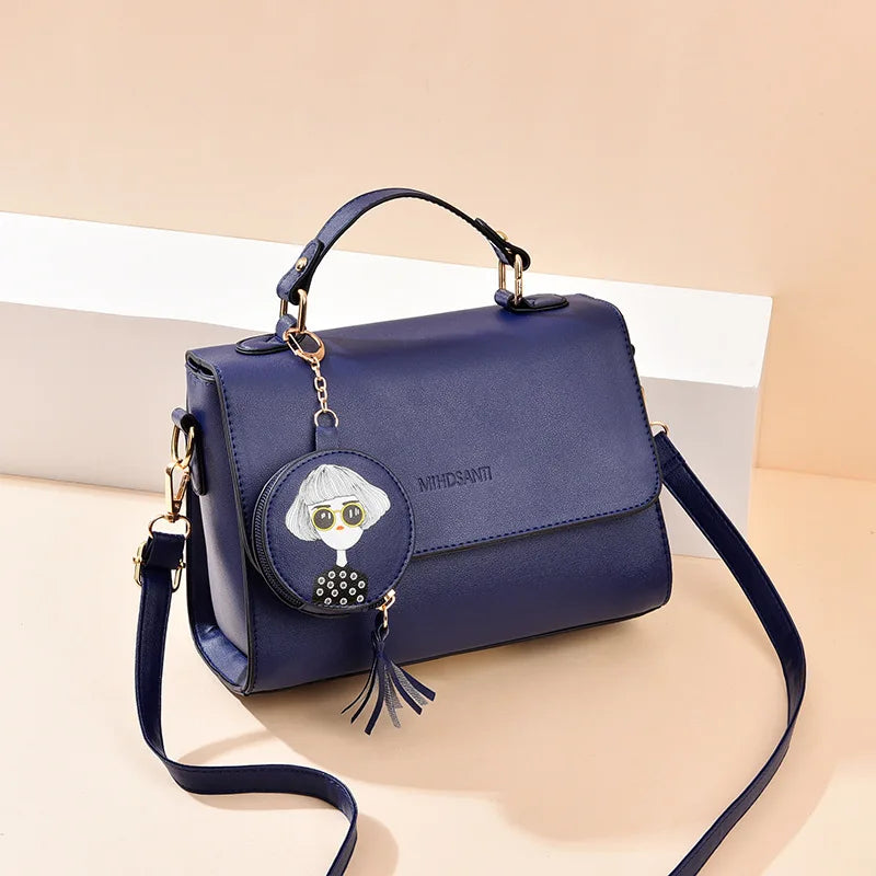 PU Leather Shoulder Messenger Bag Top-Handle Small Bag for Women