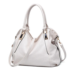 Solid Top-Handle Handbag Ladies PU Leather Tote Gray Khaki Purse