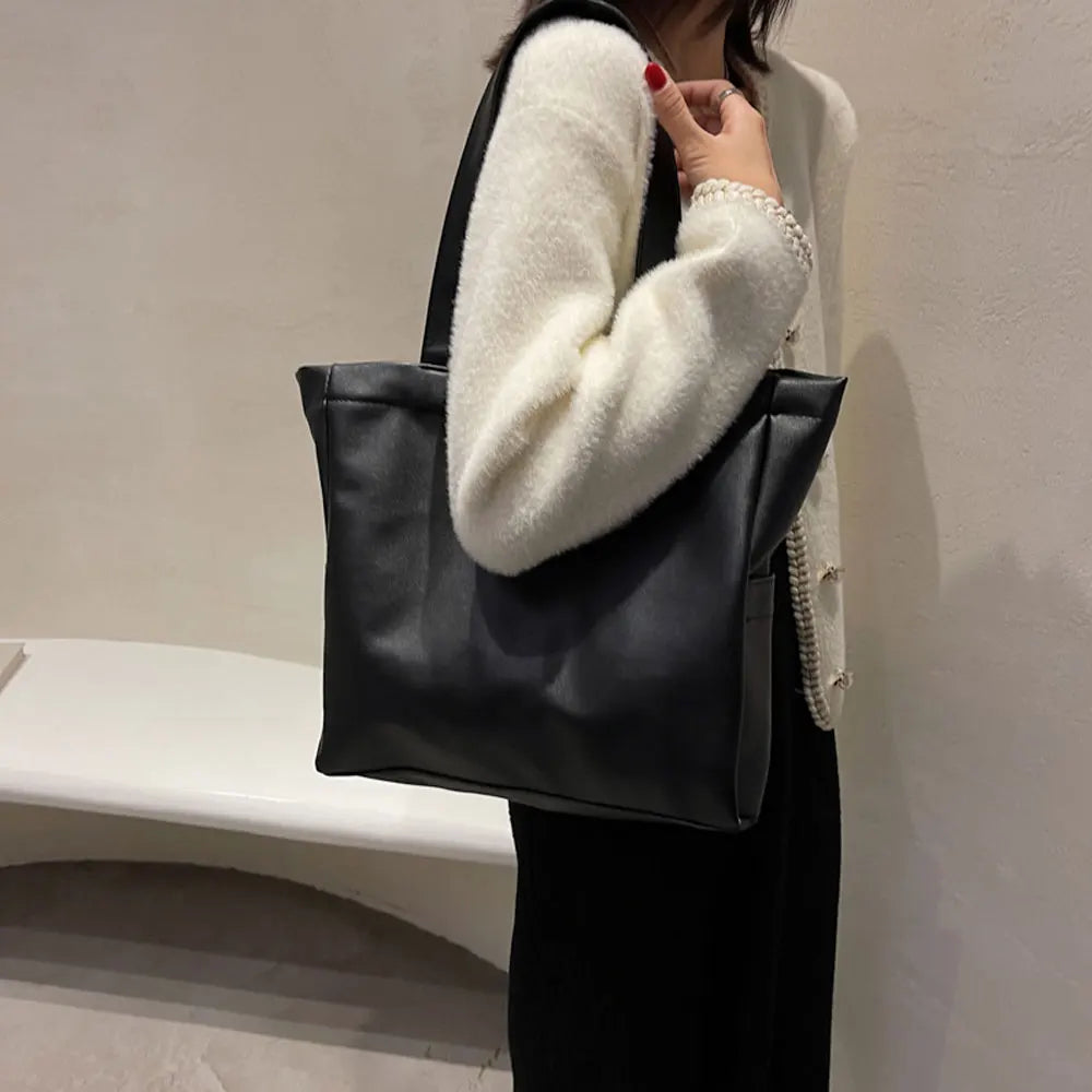 Winter Large Capacity Leather Shoulder Bag for Women