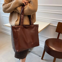 Winter Large Capacity Leather Shoulder Bag for Women