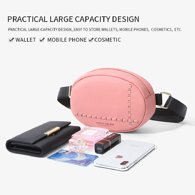 YIZHONG Leather Pink Waist Bag Fanny Pack Women Fashion Belt Bag Sac Purse