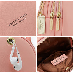 YIZHONG Mini Headphone Hole Backpack Women MultiFunction Shoulder Bag