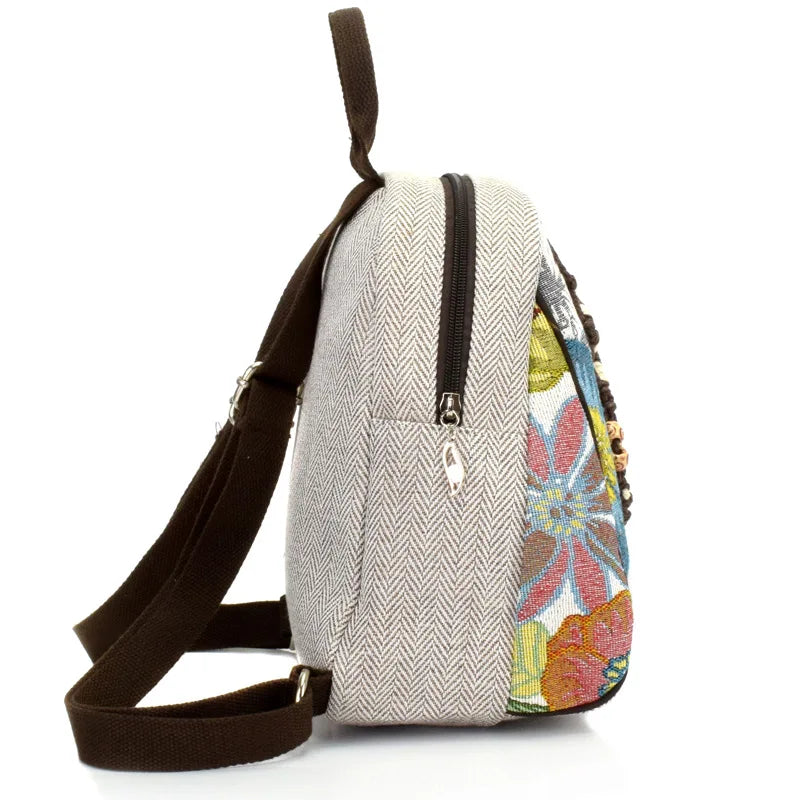 Retro Bohemian Bag Floral Embroidered Women Canvas Shoes Backpacks