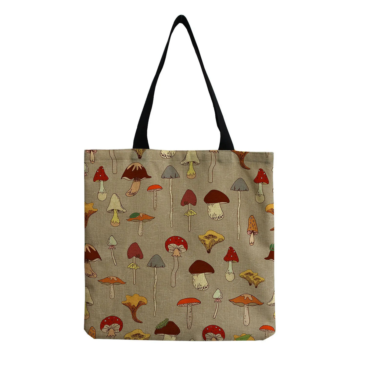 Cartoon Mushroom Printed Reusable Shoulder Bag for Groceries