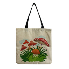 Cartoon Mushroom Printed Reusable Shoulder Bag for Groceries