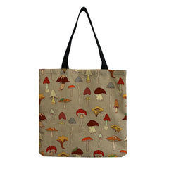 Cartoon Mushroom Printed Reusable Shoulder Bag for Groceries