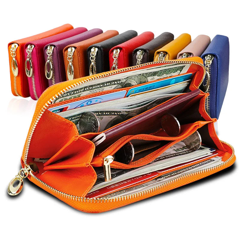 Classic Litchi Leather Women's Wallet Clutch Long Purse