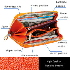 Classic Litchi Leather Women's Wallet Clutch Long Purse