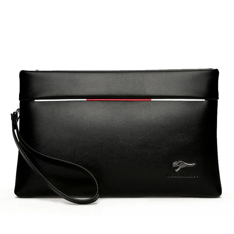 YUES KANGAROO Men Clutch Bag Soft Leather Large Capacity Envelope Wallet