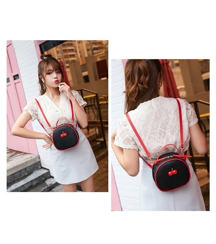 Ychee Pattern Contrast Cherry Small Backpack