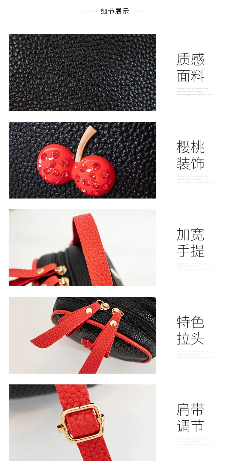 Ychee Pattern Contrast Cherry Small Backpack