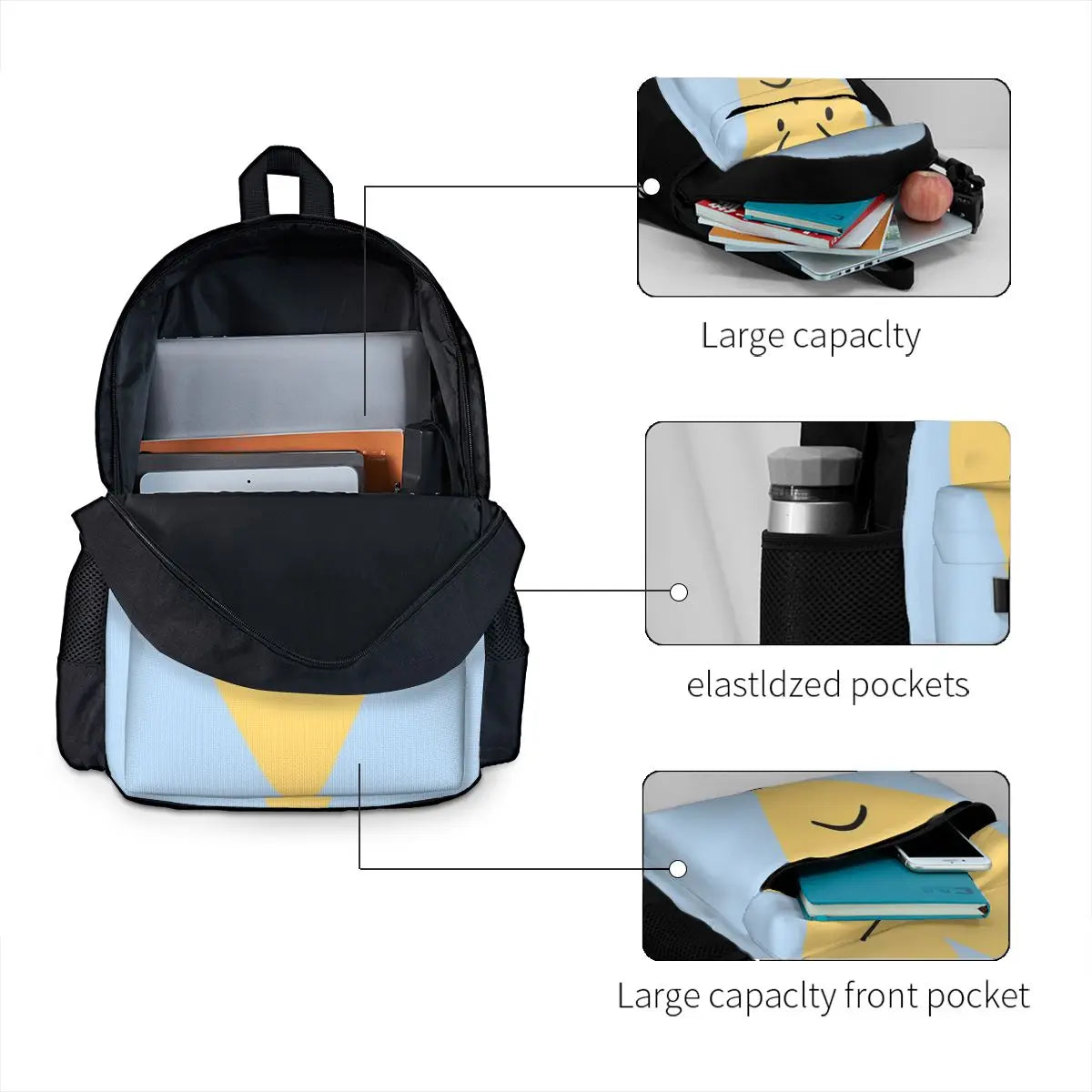 Yellow Angry Heart Backpacks Men's Backpacks Bags For Women Back Pack