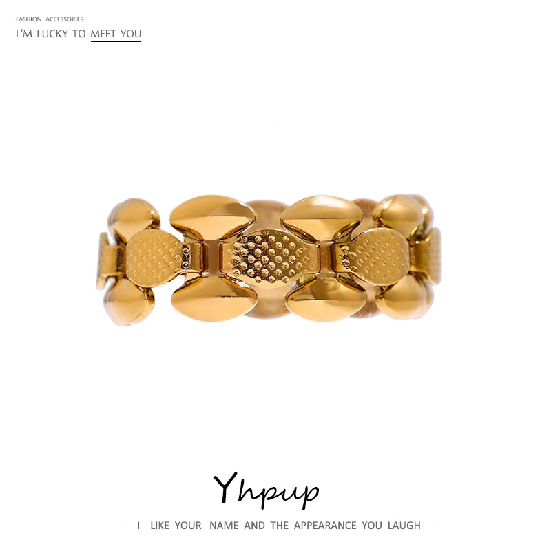 Stainless Steel Chain Ring Texture Charm Jewelry Gift