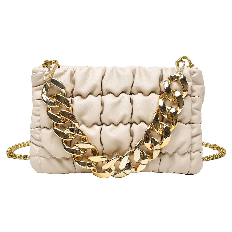 High-Quality Pleated Tote Bag Soft Leather Women's Handbag Shoulder Diagonal