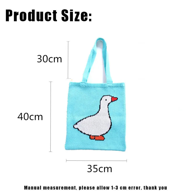 Knitting Shoulder Bag Reusable Shopping Pack Casual Tote Female Handbag