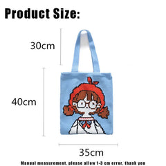 Knitted Winter Shoulder Bag Wool Girls Student Bookbag Tote