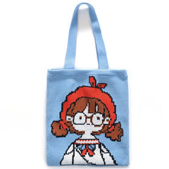 Knitted Winter Shoulder Bag Wool Girls Student Bookbag Tote