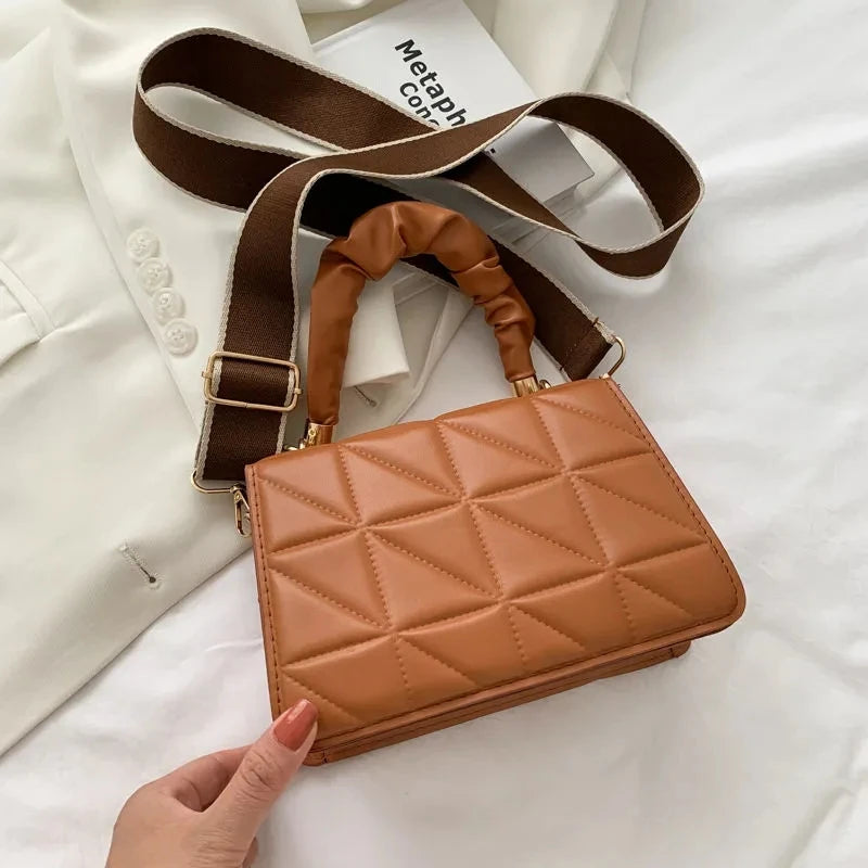 Women's PU Leather Flap Crossbody Bag Small Square Bag Purse
