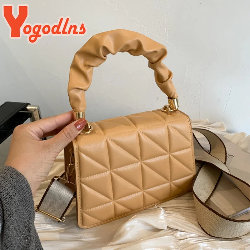 Women's PU Leather Flap Crossbody Bag Small Square Bag Purse