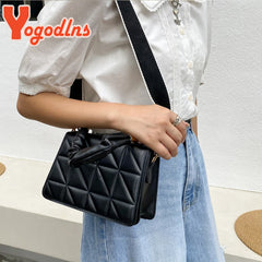 Women's PU Leather Flap Crossbody Bag Small Square Bag Purse