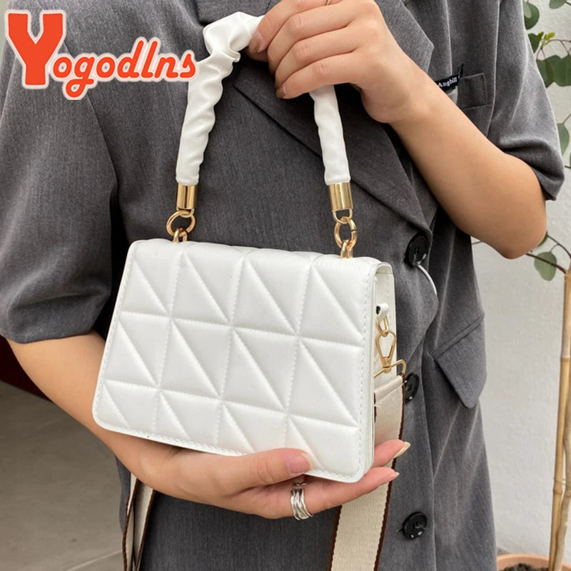Women's PU Leather Flap Crossbody Bag Small Square Bag Purse