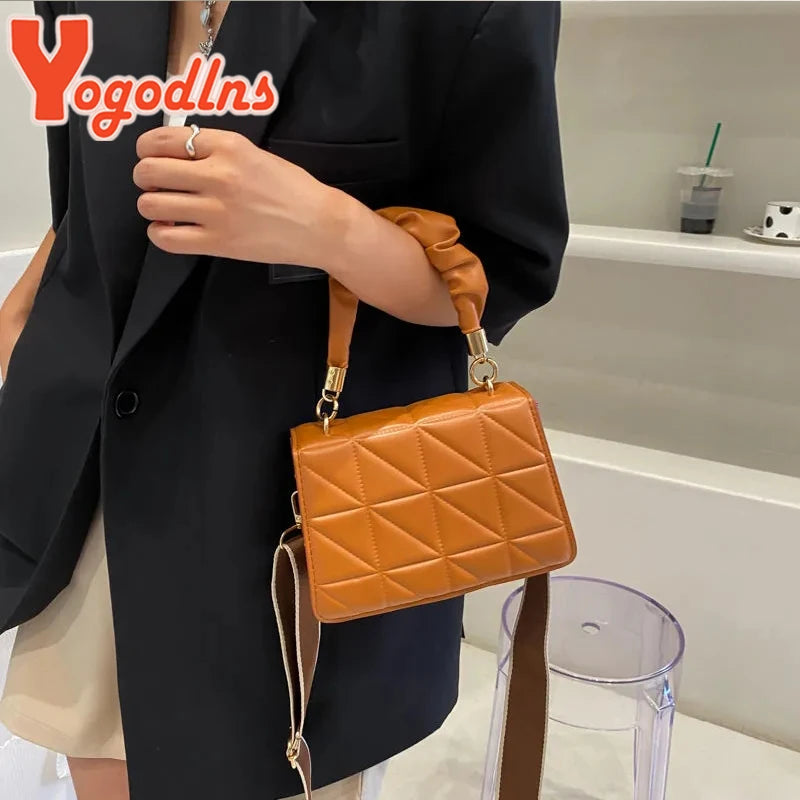 Women's PU Leather Flap Crossbody Bag Small Square Bag Purse