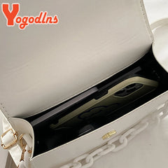 Chains Square Bag PU Leather Shoulder Messenger Bag Spring Flap Crossbody Bag